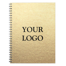 Caderno Espiral Ouro Limpo Simples Personalizado Sua Logotipo Aqui