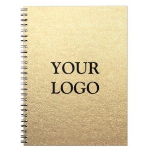 Caderno Espiral Ouro Limpo Simples Personalizado Sua Logotipo Aqui