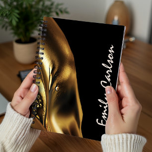 Caderno Espiral Ouro líquido escura e escura elegante