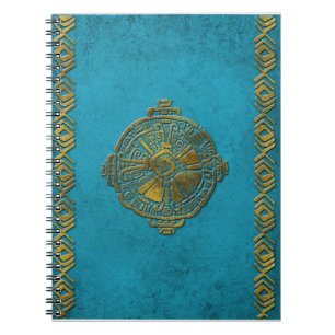 Caderno Espiral Ouro maia do vintage do símbolo de Hunab Ku na