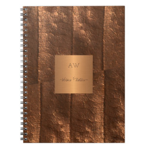 Caderno Espiral Ouro metálico de cobre, monograma exclusivo de lux