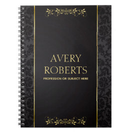 Caderno Espiral Ouro negro floral elegante e metálico moderno