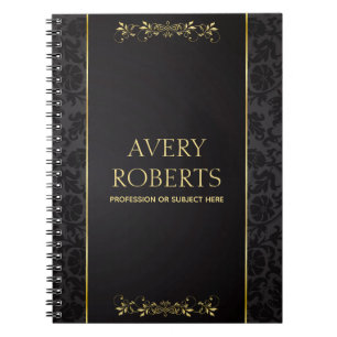 Caderno Espiral Ouro negro floral elegante e metálico moderno
