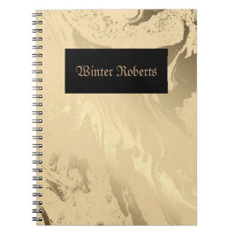 Caderno Espiral Ouro personalizado elegante e preto