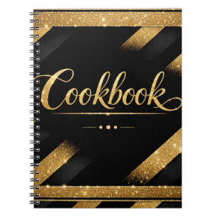 Caderno Espiral Ouro Preto Luxo Glitter Moderno Chic Luxo