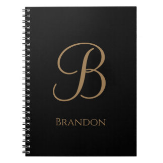 Caderno Espiral Ouro Preto Nome Personalizado e Monograma
