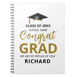 Caderno Espiral Ouro & Preto | Presente Personalizado de Graduação