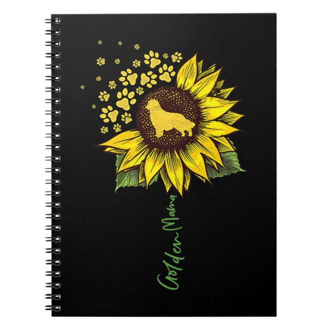 Caderno Espiral Ouro Retriever Cachorro Goldie Mãe Cachorro Girass (Frente)