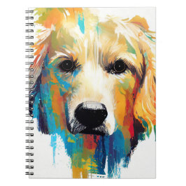 Caderno Espiral Ouro Retriever Cachorro Natureza Selvagem Pintura 