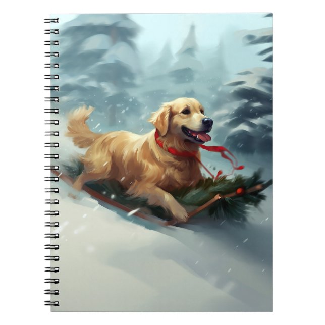 Caderno Espiral Ouro Retriever Natal Inverno (Frente)