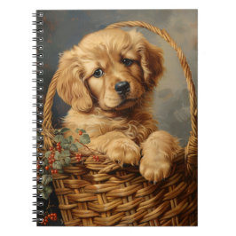 Caderno Espiral Ouro Retriever Puppy em um soquete