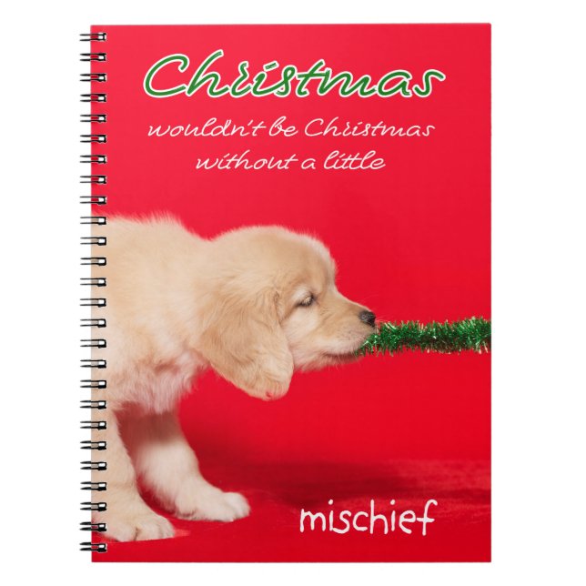 Caderno Espiral Ouro Retriever Puppy Natal Miscelânea (Frente)