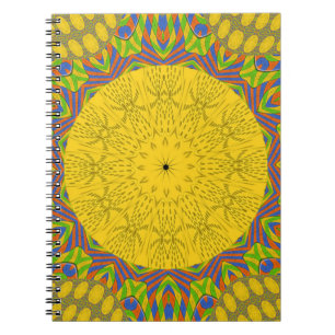 Caderno Espiral Ouro sem costura ornamental.