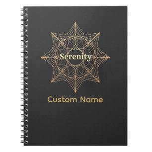 Caderno Espiral Ouro Serenity Mandala Sagrado Personalizado