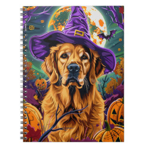 Caderno Espiral Ouro Spooky Retriever Halloween Pumpkin