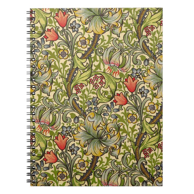 Caderno Espiral Ouro William Morris Lily Vintage (Frente)