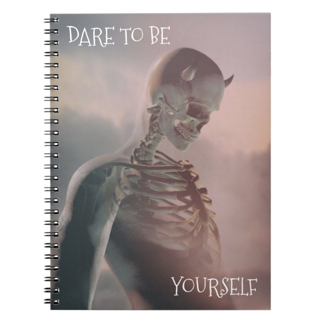 Caderno Espiral Ouse Ser Você Mesmo. Esqueleto com chifres (Frente)