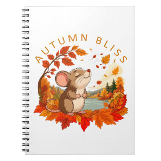 Caderno Espiral Outono Feliz Ratinho Fofo