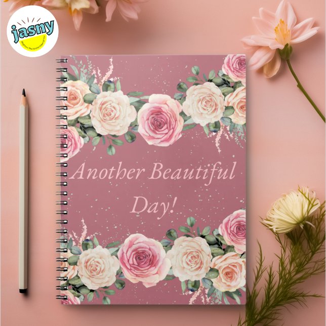Caderno Espiral Outro Bela Rosa Rosa Rosa Rosa Floral Notebook (Criador carregado)