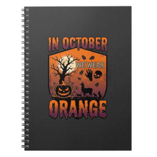 Caderno Espiral Outubro Usamos Laranja Abóbora De Halloween Llama