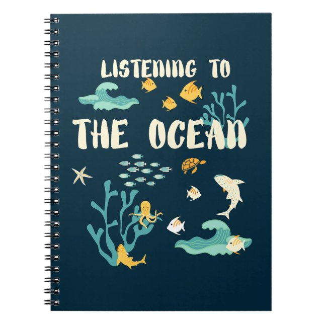 Caderno Espiral Ouvindo O Oceano, Dia Da Terra, (Frente)