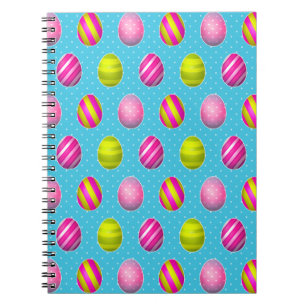 Caderno Espiral Ovos da páscoa coloridos no fundo das bolinhas