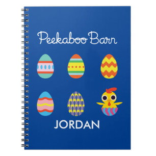 Caderno Espiral Ovos da páscoa da páscoa do celeiro do Peekabo
