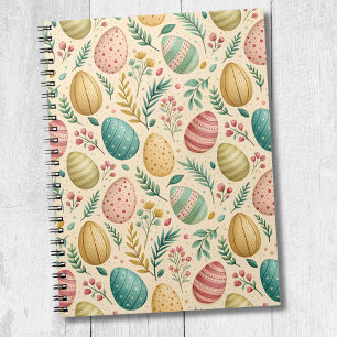 Caderno Espiral Ovos de Páscoa Antigos com Botões Florais