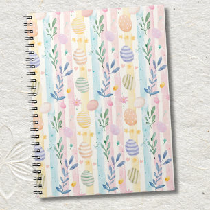 Caderno Espiral Ovos de Páscoa em Listras de Aquarela Pastel Elega