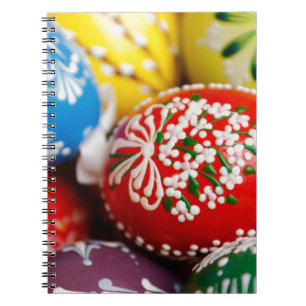 Caderno Espiral Ovos de Páscoa Padrão de Feriado Colorido Arte de