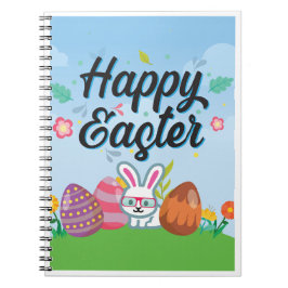 Caderno Espiral Ovos Feliz Páscoa Coelho & Flores