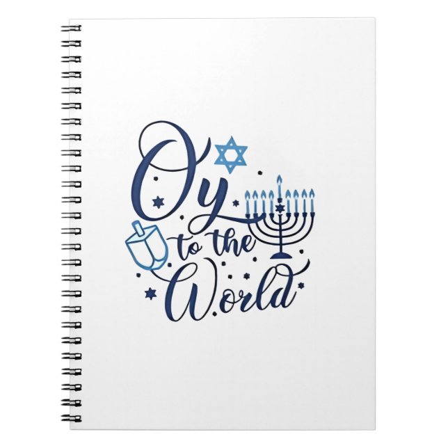 Caderno Espiral Oy to the World Hanukkah Jewish Engraçado (Frente)