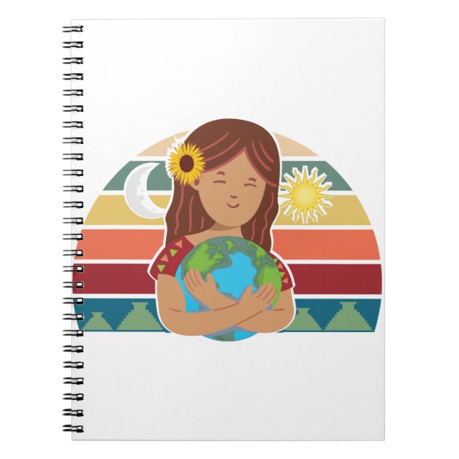 Caderno Espiral Pachamama Terra Mãe Inca Deus Girassol (Frente)