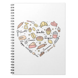 Caderno Espiral Padaria Divertida do Coração do Padeiro Chef de Co