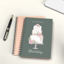 Caderno Espiral padaria elegante do bolo de casamento de três cama