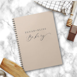 Caderno Espiral Padaria Moderna em Escrito à Mão Bege Marrom Claro