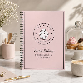 Caderno Espiral Padaria Moderna Logotipo Personalizado Rosa