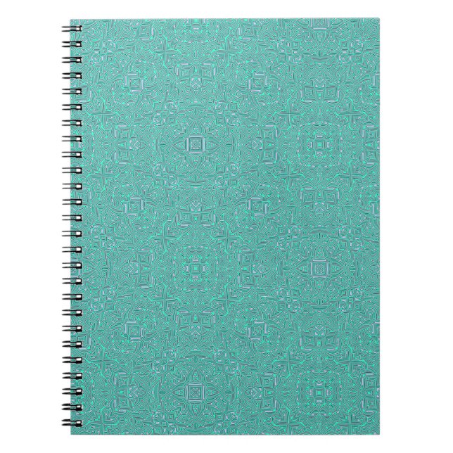Caderno Espiral Padrão abstrato azul e verde (Frente)
