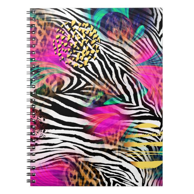 Caderno Espiral Padrão abstrato colorido com textureabstra zebra (Frente)