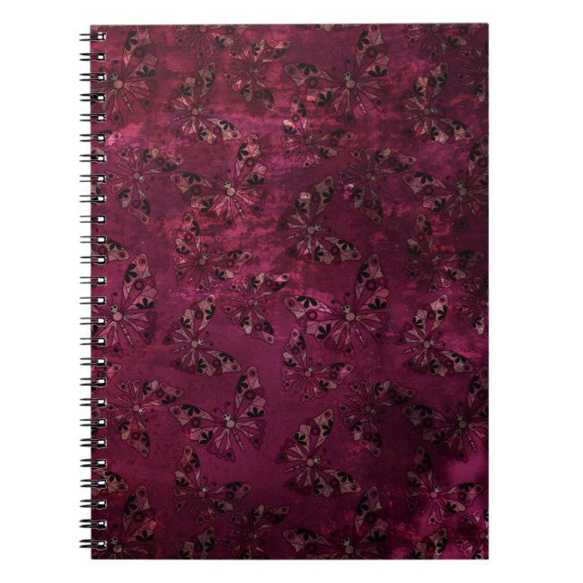 Caderno Espiral Padrão abstrato de borboleta retrô sem emenda para (Frente)