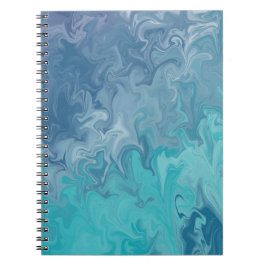 Caderno Espiral Padrão Abstrato de Mármore Líquido Azul