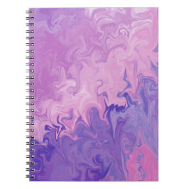 Caderno Espiral Padrão Abstrato de Mármore Líquido Roxo