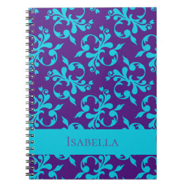 Caderno Espiral Padrão Abstrato Elegante Composição de Nome Person