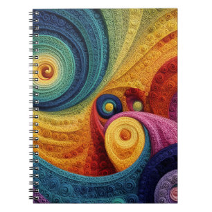 Caderno Espiral Padrão Abstrato em Espiral Textura Colorida em Red
