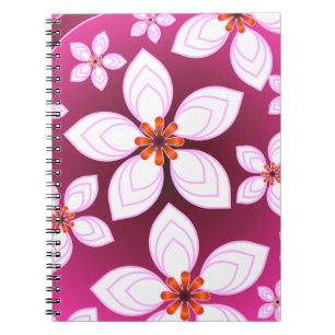 Caderno Espiral Padrão Abstrato Floral Rosa   Flor Estética Ar