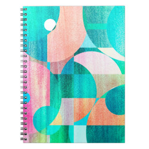 Caderno Espiral padrão abstrato geométrico brilhante invulgar