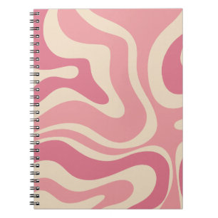 Caderno Espiral Padrão Abstrato Moderno Retro de Redemoinho Líquid