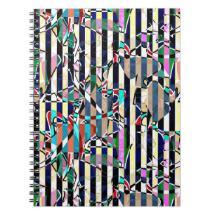 Caderno Espiral padrão abstrato striped