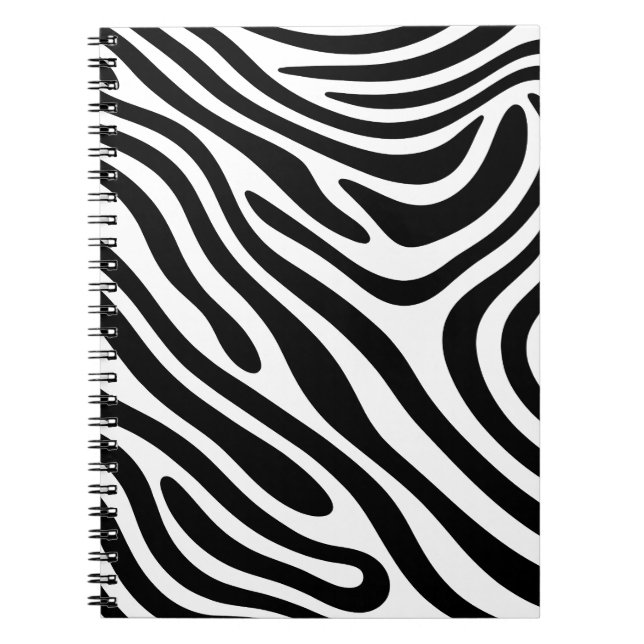 Caderno Espiral Padrão abstrato Zebra Swirl (preto e branco) (Frente)