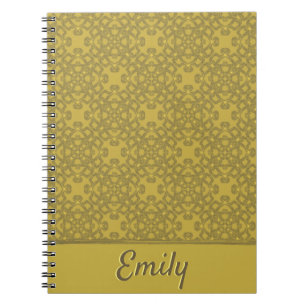 Caderno Espiral Padrão Amarelo da Mostarda Personalizada